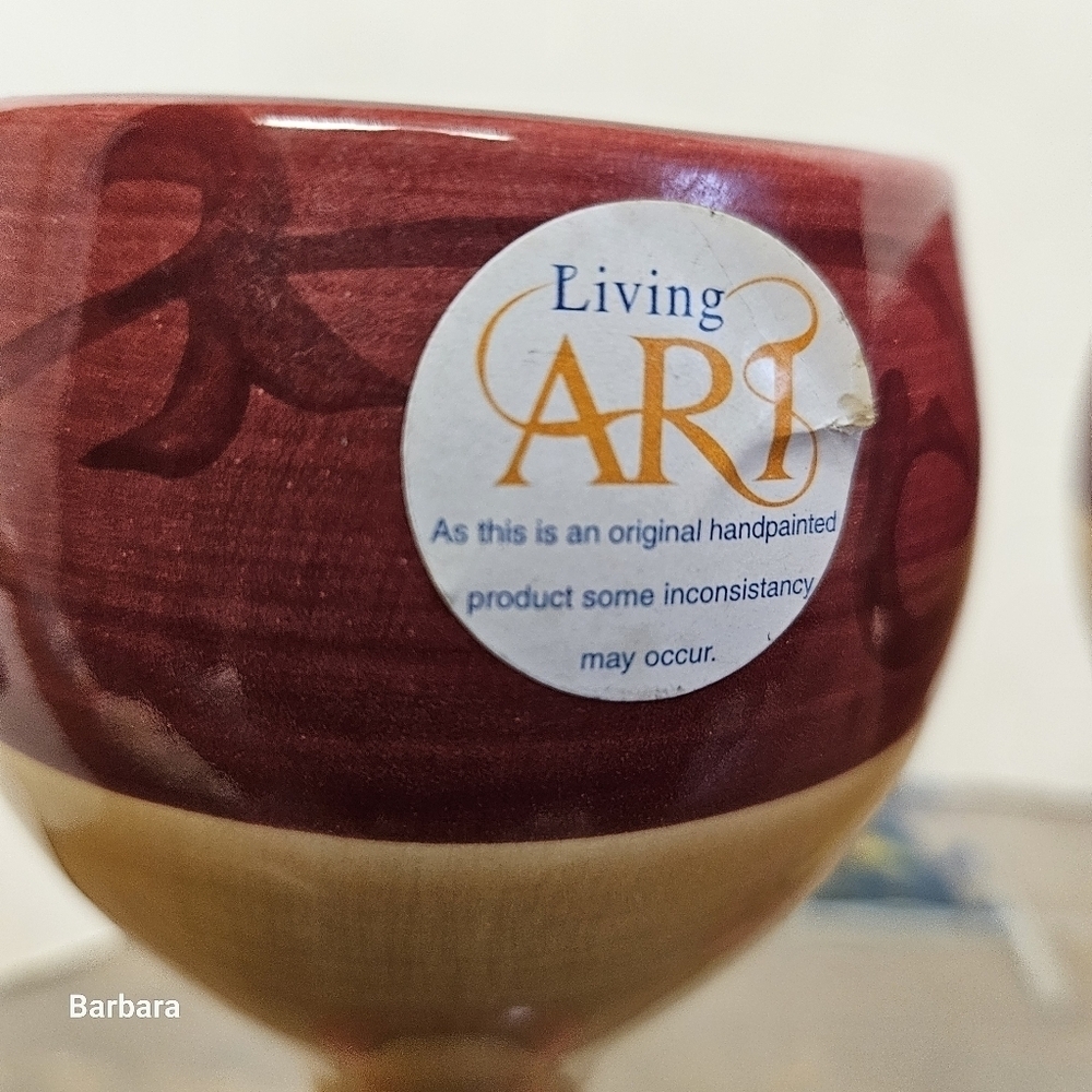 2 Living Art Handpainted Pottery Goblets - Picture 4 of 8